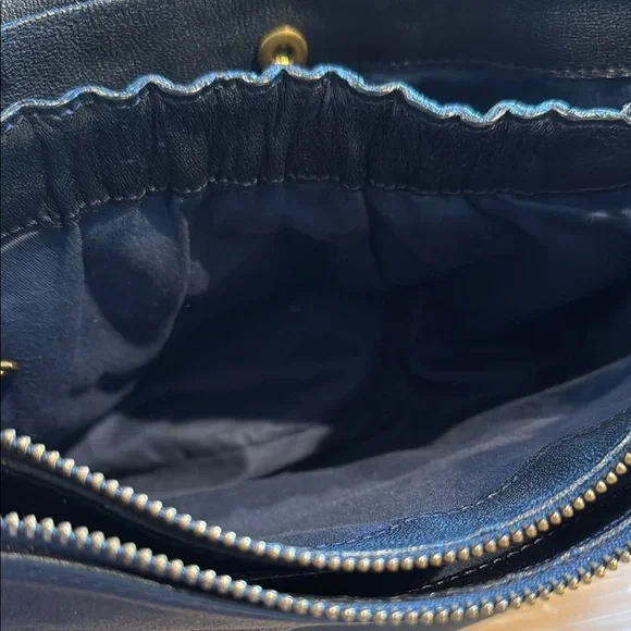 Navy blue Leather Crossbody Bag - Picture 9 of 12